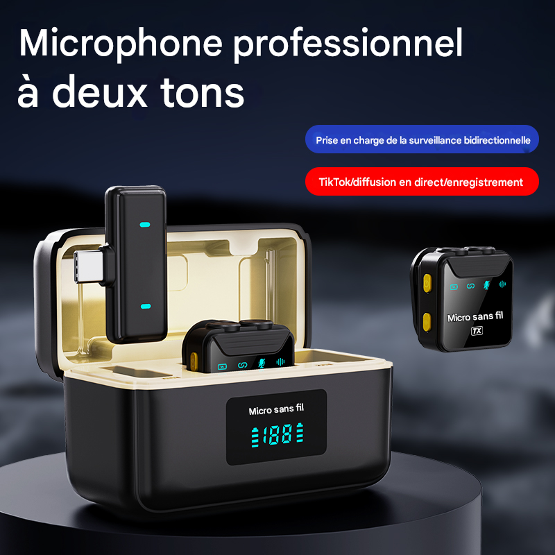 Microphone Sans Fil SX23 - Interview, Cravate Cardioïde, 2.4G pour Caméra Vidéo