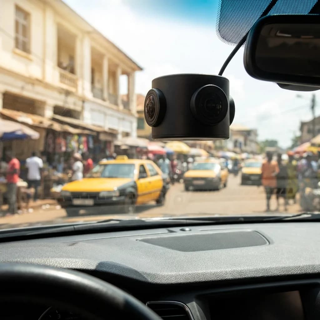 Caméra Embarquée 360° à 4 Objectifs — Dashcam HD Vision Nocturne