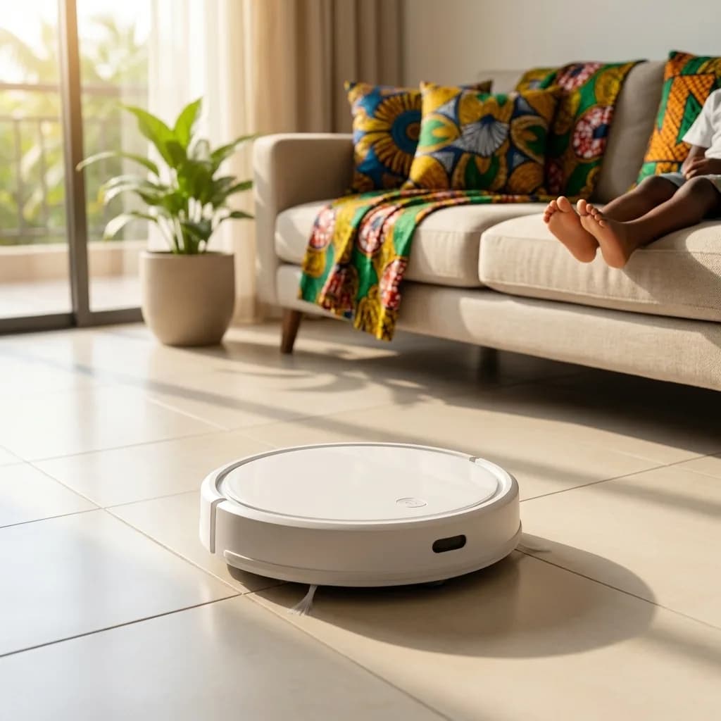 Robot Aspirateur Intelligent — Aspire & Lave, Commande au Téléphone